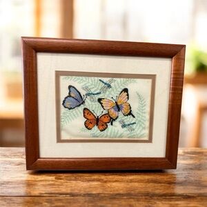 Framed Butterfly Embroidery Art